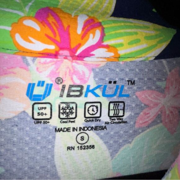 IBKUL UPF 50+ Tropical Print 1/4 Zip Down Long Sleeve Pull over Jacket - Picture 3 of 6